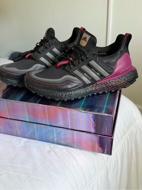 adidas Black & Magenta Ultra Boost Running Shoes